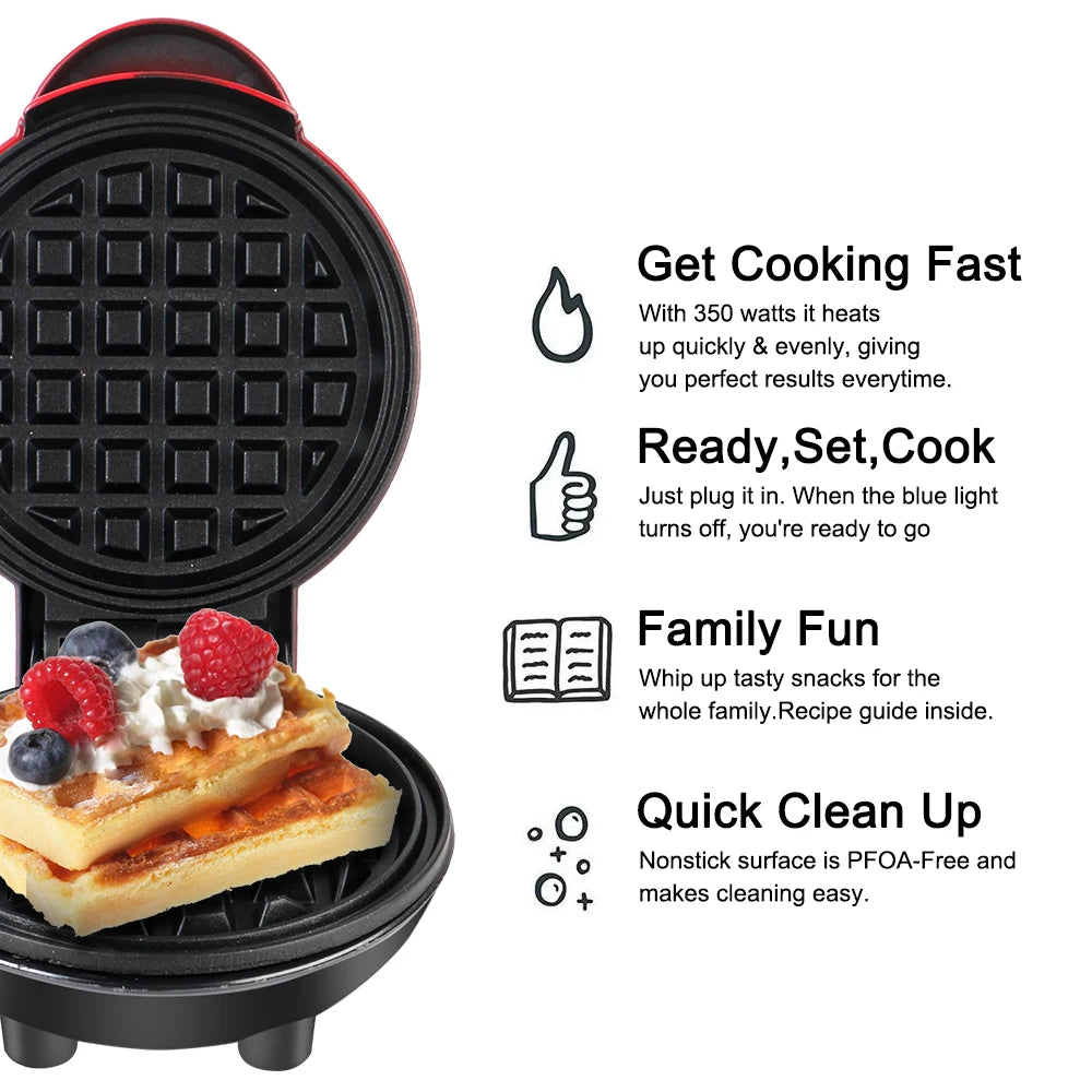 Compact Mini Electric Waffle Maker & Quick Breakfast Pan – Non-Stick Portable Pancake & Egg Machine