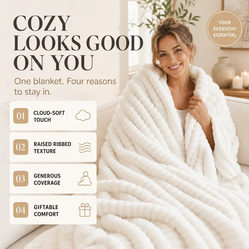 Premium Soft Lightweight Throw Blanket for Couch & Bed – All-Season Plush Cozy Blanket