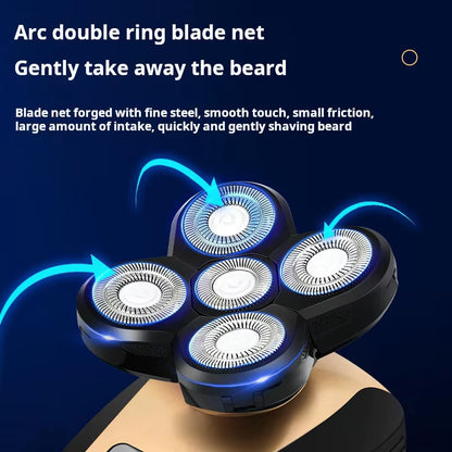5-in-1 Waterproof Rotary Electric Shaver & Beard Trimmer – 5D Floating Head Cordless Grooming Kit