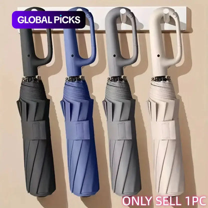 Automatic Folding Travel Umbrella – Windproof & Waterproof 10-Rib Compact Umbrella with Auto Open/Close