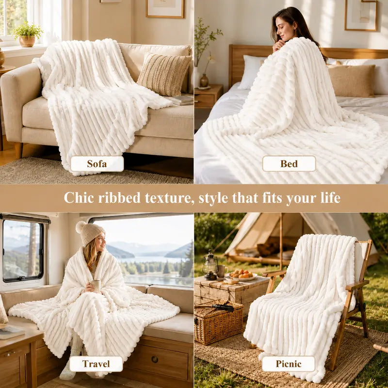 Premium Soft Lightweight Throw Blanket for Couch & Bed – All-Season Plush Cozy Blanket