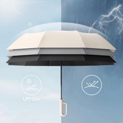 Automatic Folding Travel Umbrella – Windproof & Waterproof 10-Rib Compact Umbrella with Auto Open/Close