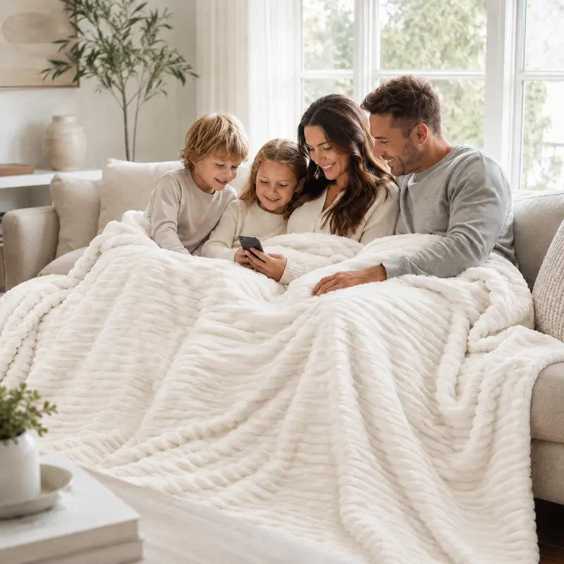 Premium Soft Lightweight Throw Blanket for Couch & Bed – All-Season Plush Cozy Blanket
