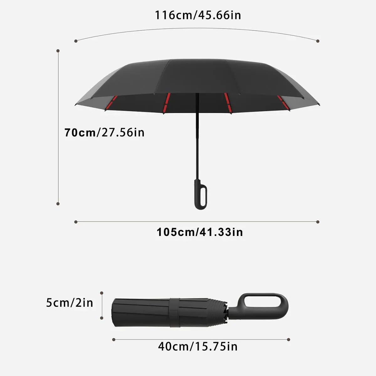 Automatic Folding Travel Umbrella – Windproof & Waterproof 10-Rib Compact Umbrella with Auto Open/Close