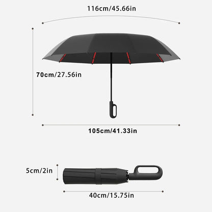 Automatic Folding Travel Umbrella – Windproof & Waterproof 10-Rib Compact Umbrella with Auto Open/Close