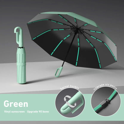 Automatic Folding Travel Umbrella – Windproof & Waterproof 10-Rib Compact Umbrella with Auto Open/Close